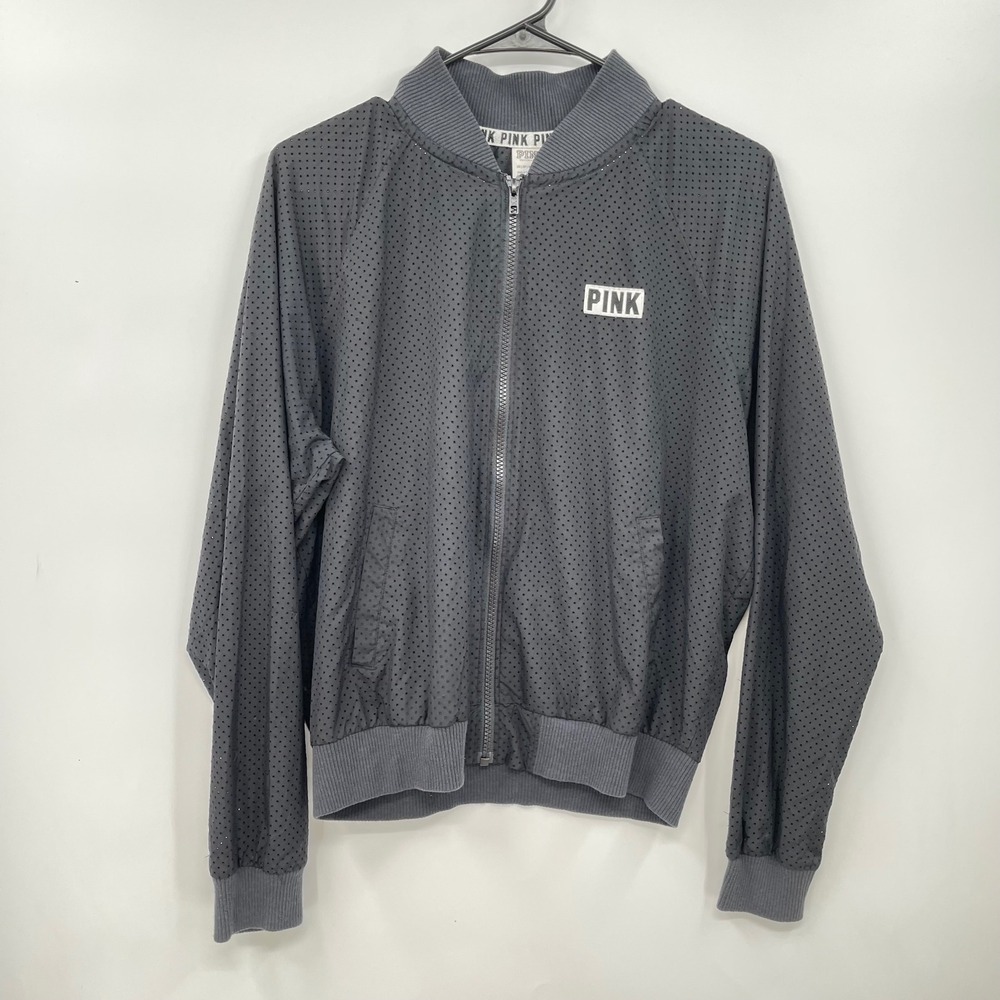 PINK Victoria's Secret Bomber Jacket Lightweight Athleisure Gray XS